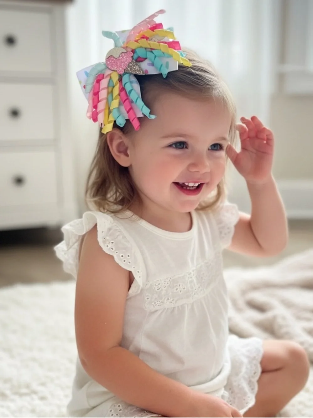 Pastel Rainbow Ice Cream Korker Bow Hair Clip for Kids